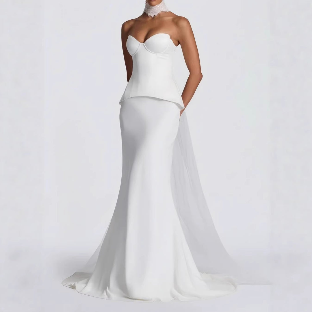 Damen Figurbetontes Brautkleid mit Peplum-Silhouette Drune