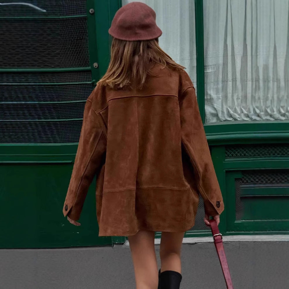 Damen Oversized Wildlederjacke Drune