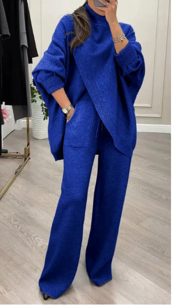 Damen Strickpullover und weite Hose Ensemble Drune