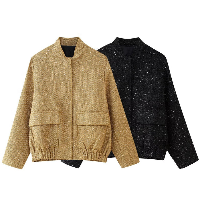 Damen lässige Steppjacke mit strukturiertem Stoff und praktischen Taschen Drune