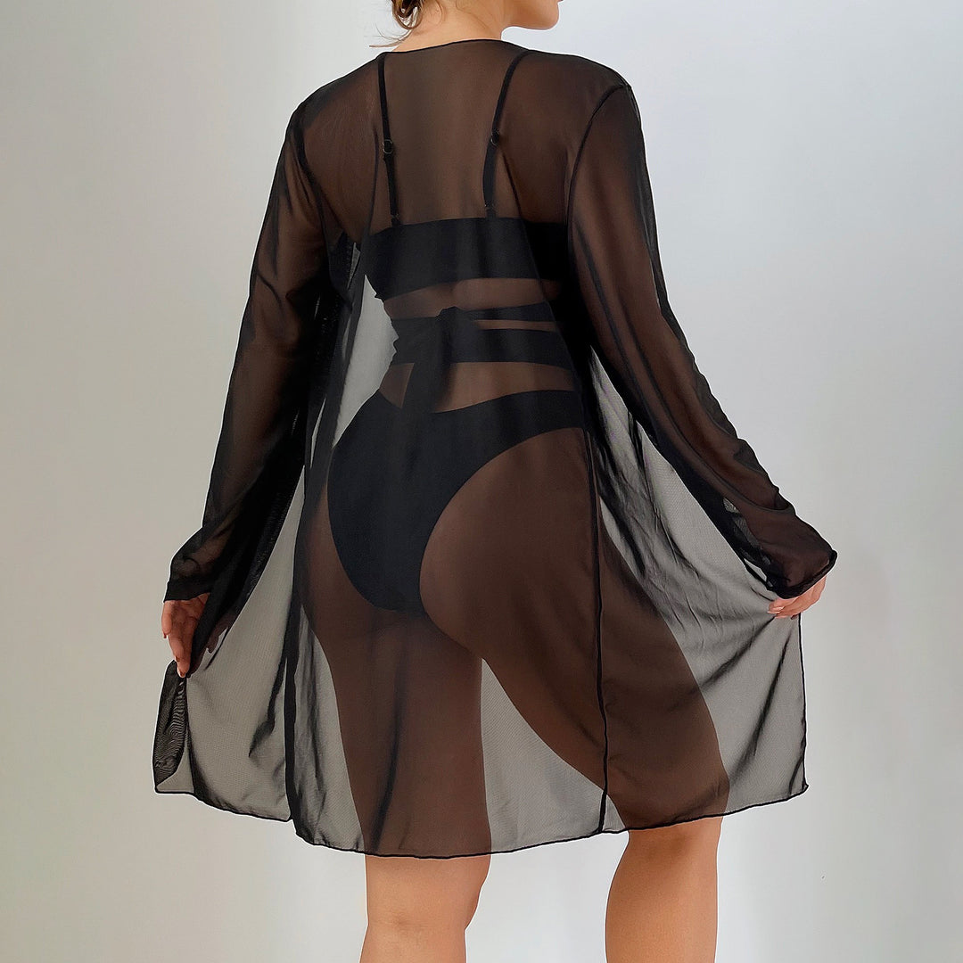 Damen Einteiler Badeanzug mit transparentem Cover-Up und modernem Schnitt Drune