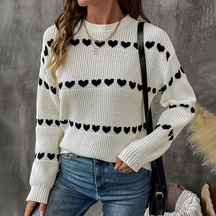 Damen Strickpullover mit Herzmotiv und lässigem Schnitt Drune