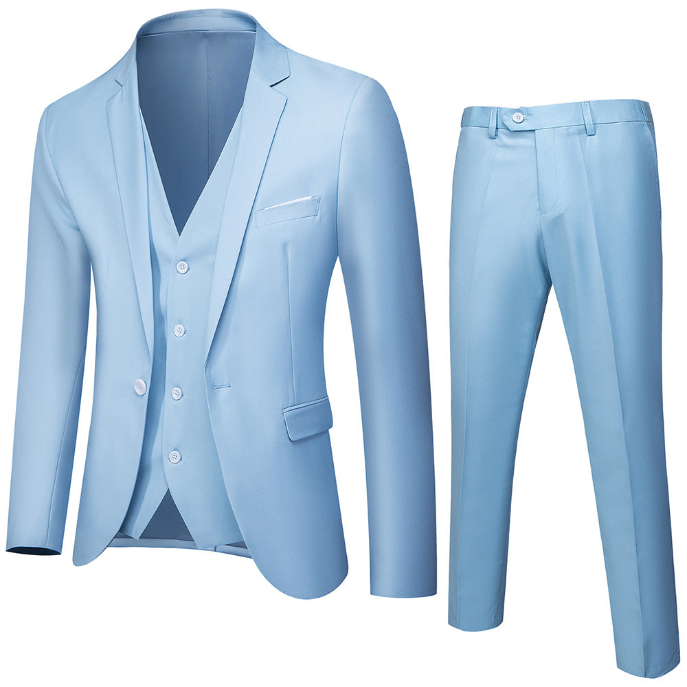 Herren nan dreiteiliges Business-Anzugset mit tailliertem Einreiher-Sakko, schmal geschnittener Weste und elegant geschnittener Anzughose Drune
