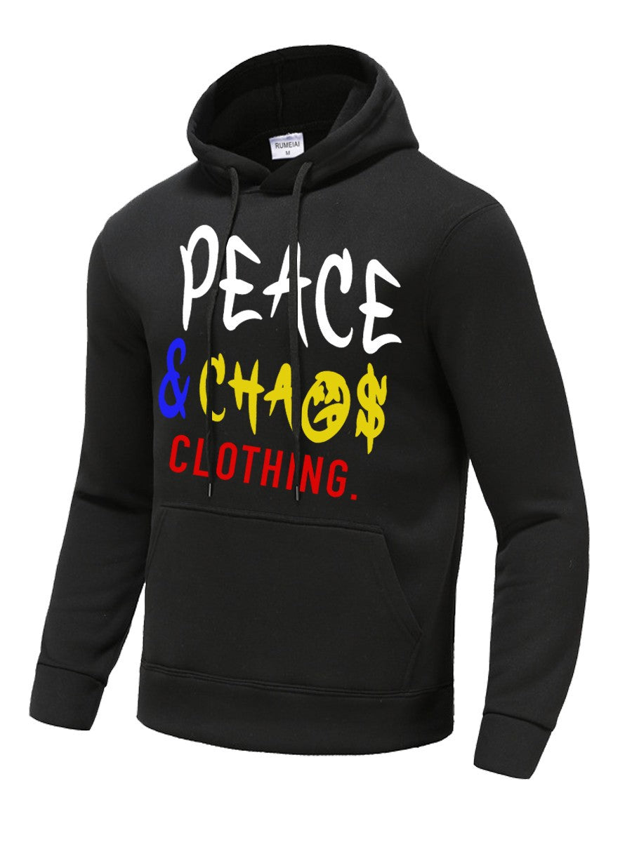 Herren Kapuzenpullover mit auffälligem Schriftzug und praktischen Taschen Drune