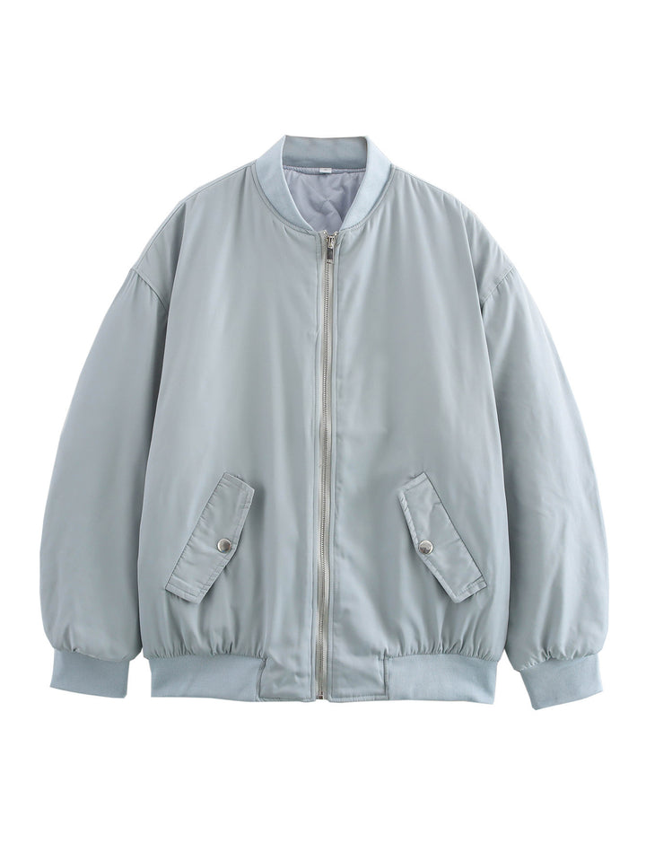 Damen modische Bomberjacke mit praktischen Taschen und hochgeschlossenem Kragen Drune