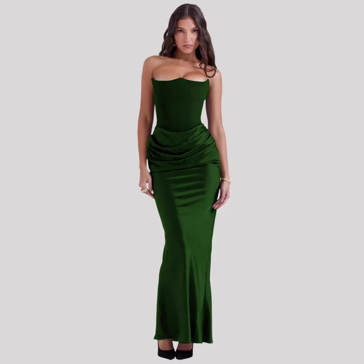 Damen Elegantes Abendkleid mit tiefem Dekolleté und drapierten Details Drune