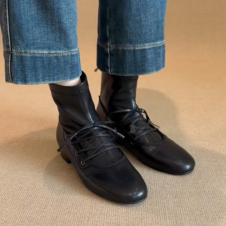 Damen zeitlose Ankle Boots mit hohem Schaft und eleganter Schnürung Drune