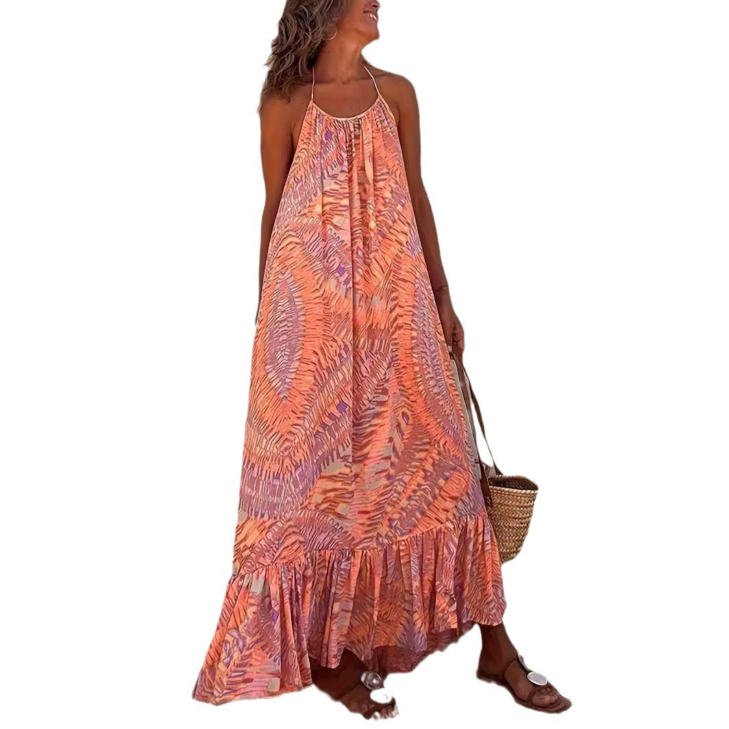 Damen Maxi Sommerkleid mit Rüschen Drune