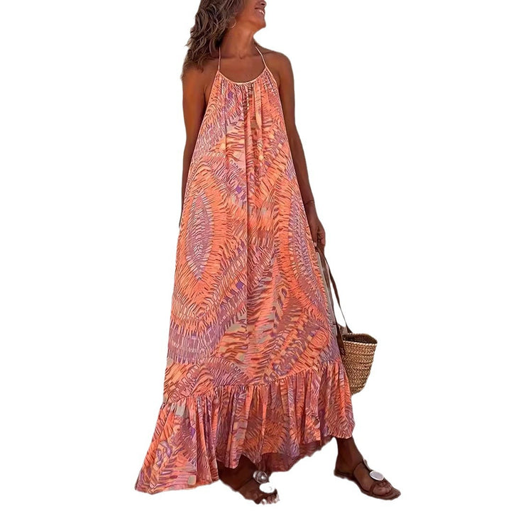 Damen Maxi Sommerkleid mit Rüschen Drune