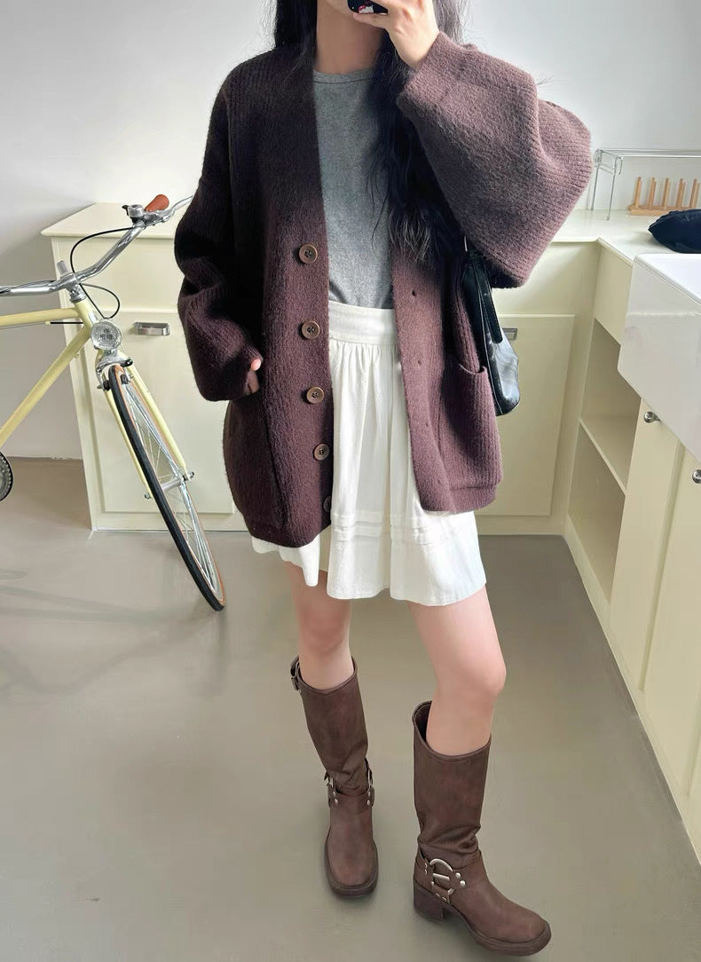 Damen Grobstrickjacke mit eleganten Knopfdetails und praktischen Taschen Drune