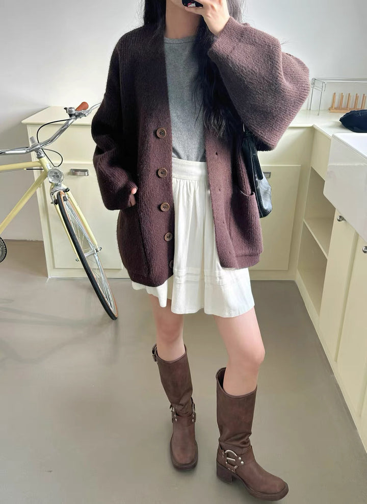 Damen Grobstrickjacke mit eleganten Knopfdetails und praktischen Taschen Drune