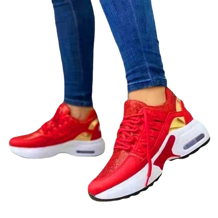 Damen nan sportive Plateau-Sneaker mit sichtbarem Luftkissen, gepolstertem Komfortfußbett und atmungsaktivem Mesh-Detail Drune