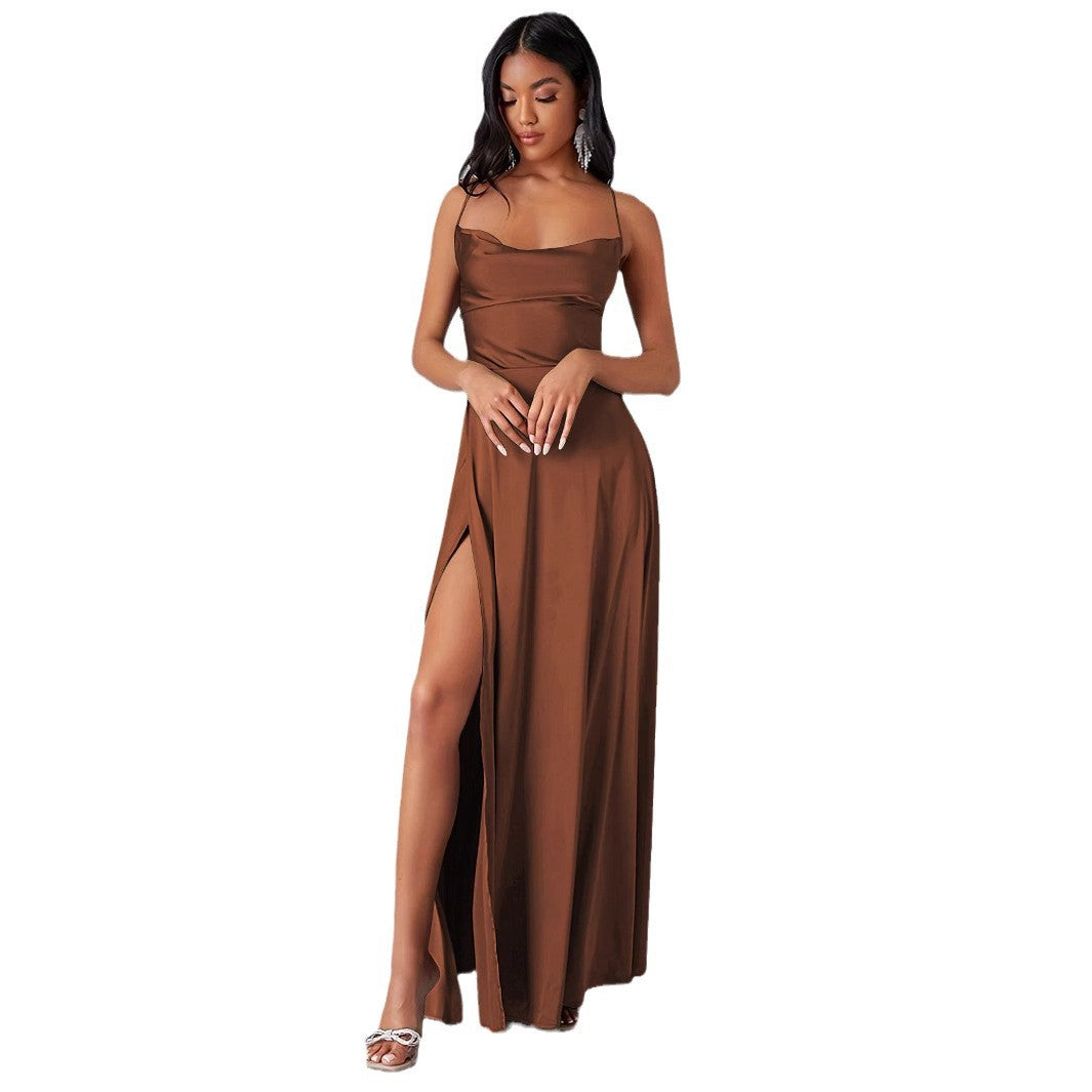 Damen Elegantes Abendkleid mit schulterfreiem Design und hohem Schlitz Drune