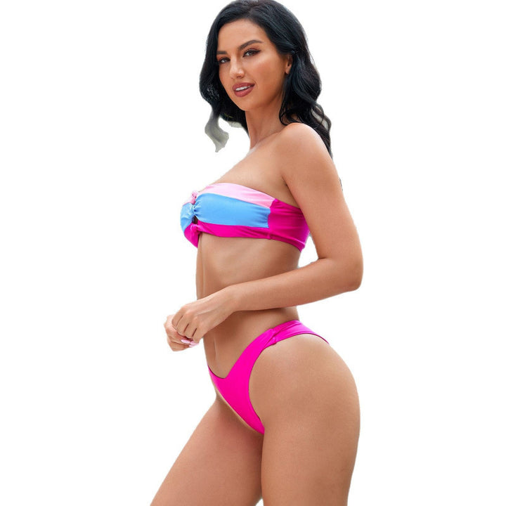 Damen Bandeau-Bikini mit modischem Knoten und hohem Beinausschnitt Drune