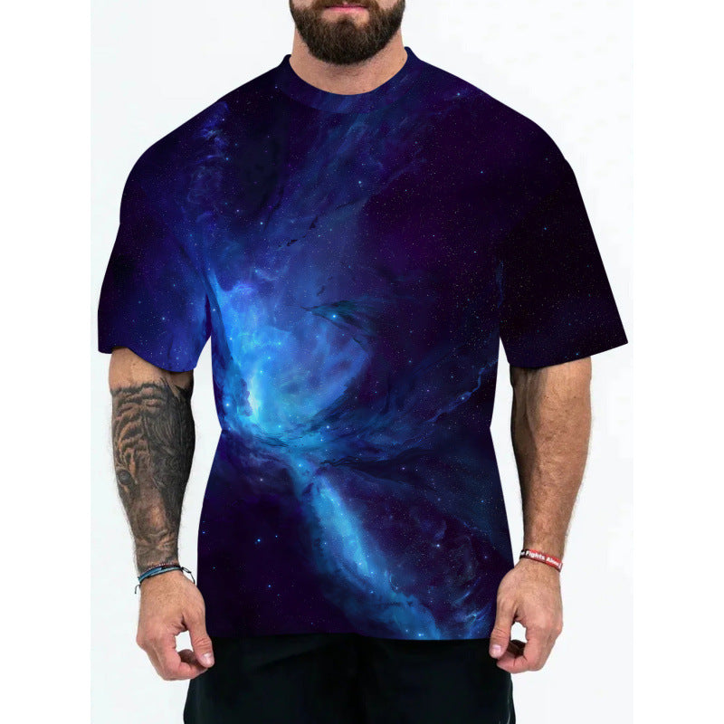 Herren Galaxy Print Kurzarm-T-Shirt Drune
