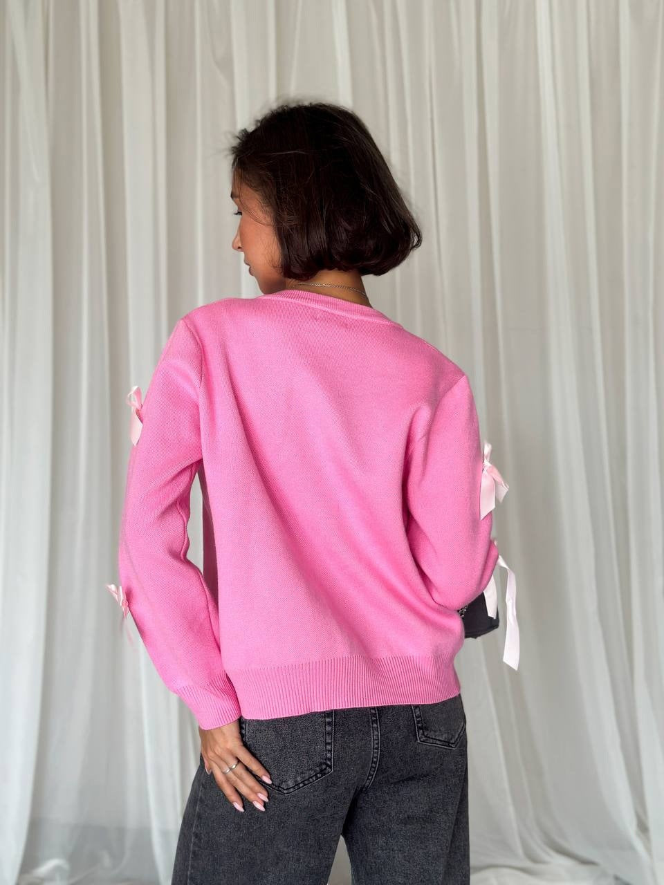 Damen eleganter Strickpullover mit modischen Schleifen-Details Drune