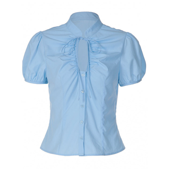Damen Bluse mit Rüschendetails und dekorativer Schleife Drune
