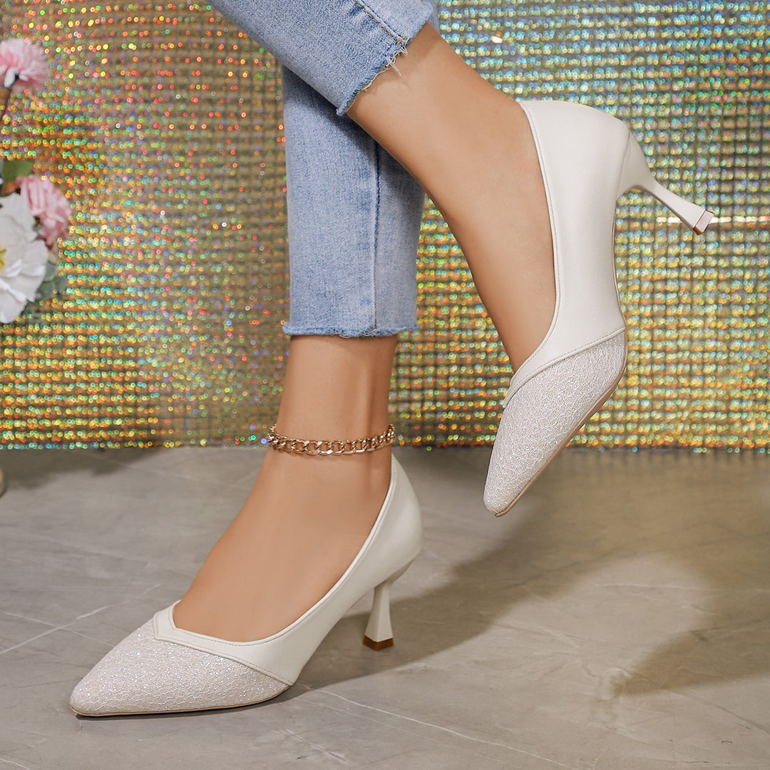 Damen nan spitze Pumps mit strukturierter Vorderkappe, geschwungener Pfennigabsatz und gepolstertem Komfortfußbett Drune