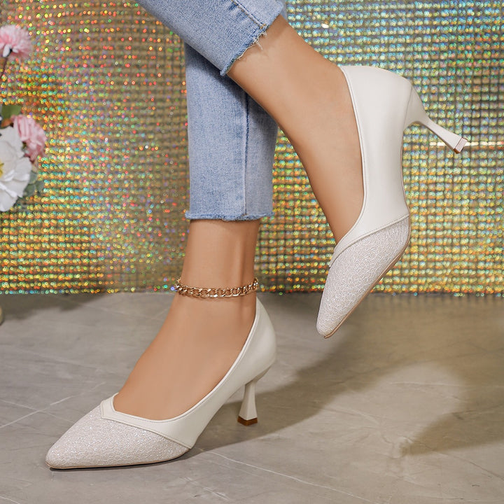 Damen nan spitze Pumps mit strukturierter Vorderkappe, geschwungener Pfennigabsatz und gepolstertem Komfortfußbett Drune