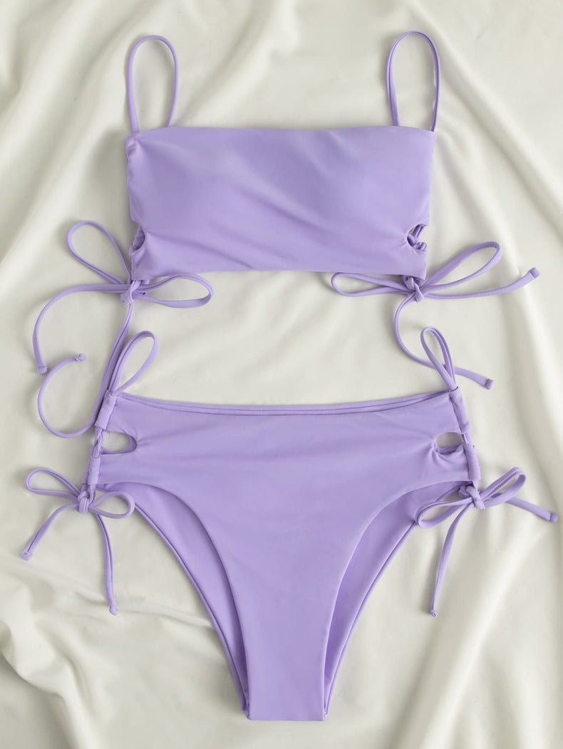 Damen Crop-Top Bikini-Oberteil mit verstellbaren Bindebändern Drune