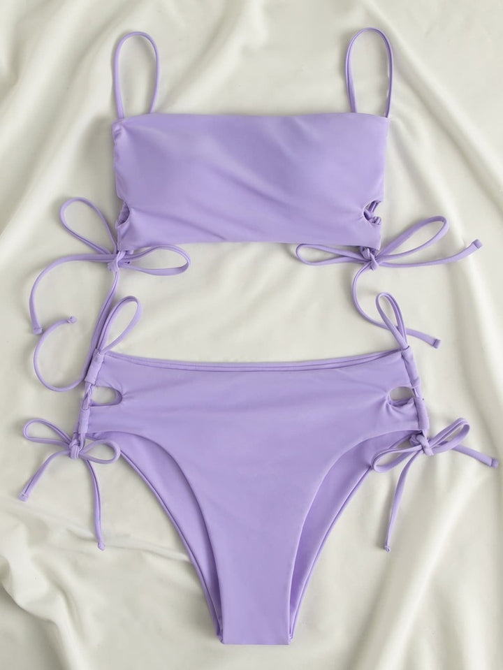 Damen Crop-Top Bikini-Oberteil mit verstellbaren Bindebändern Drune