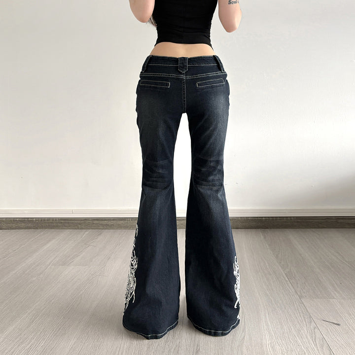 Damen Bootcut-Jeans mit kunstvollen Stickdetails Drune