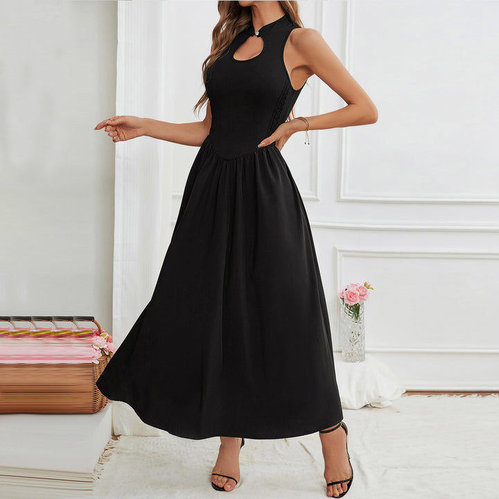 Damen Maxikleid mit schickem Schlüssel-Ausschnitt und fließendem Rock Drune