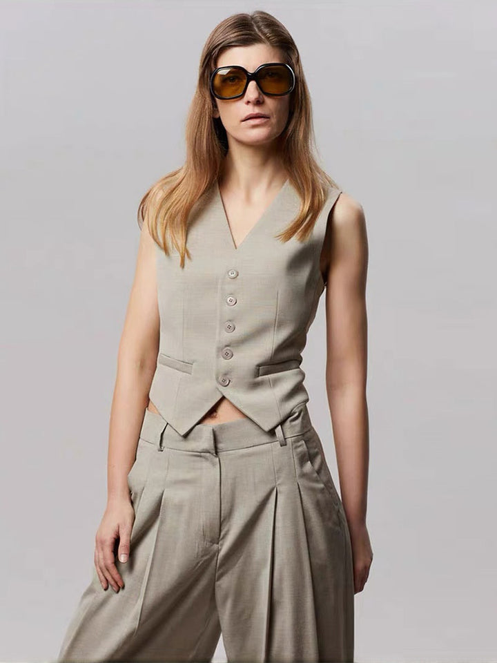 Damen Business-Weste mit modernem Schnitt und eleganter Knopfleiste Drune
