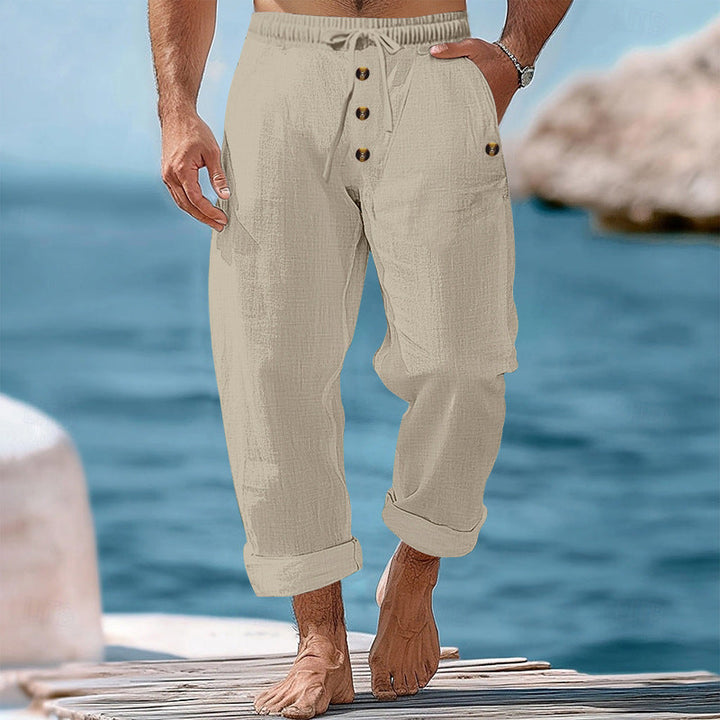 Herren lockere Strandhose mit verstellbarem Kordelzug und praktischen Seitentaschen Drune
