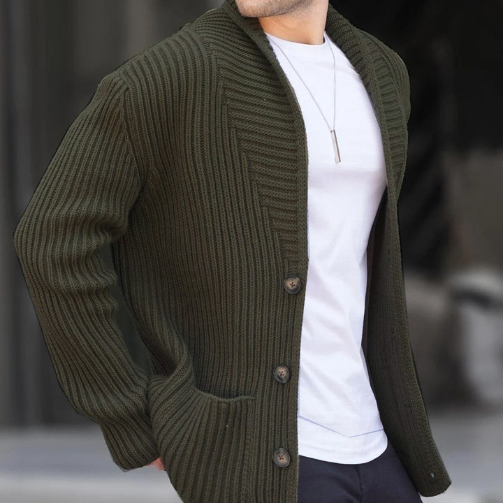 Herren Strickjacke mit tiefem Ausschnitt und knöpfen Drune
