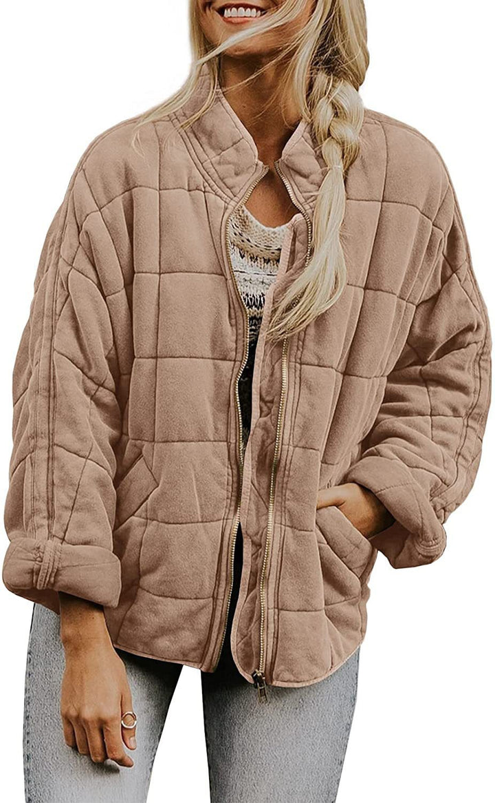 Damen gesteppte Kapuzenjacke mit Reißverschluss und Taschen Drune