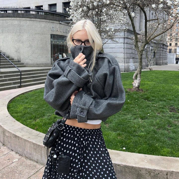 Damen Modische Oversized Wolljacke Drune