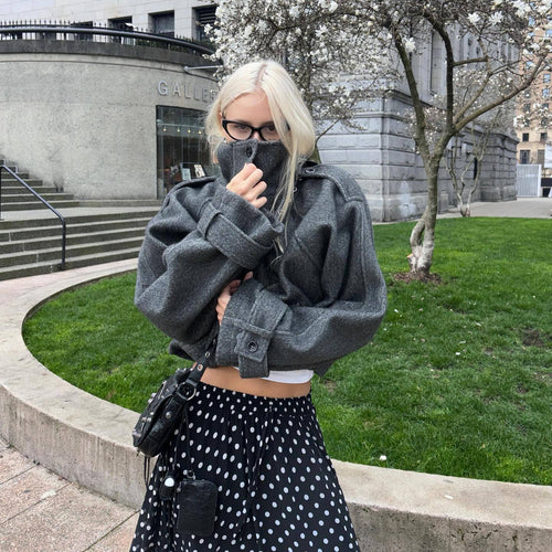 Damen Modische Oversized Wolljacke Drune