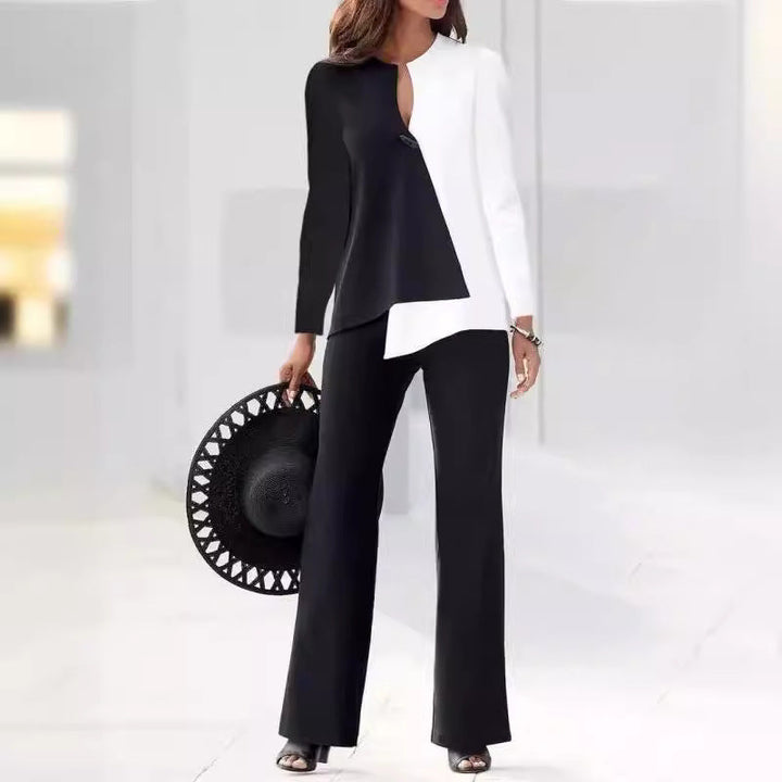 Damen Elegantes und modernes Hosenanzug-Set mit asymmetrischem Design Drune