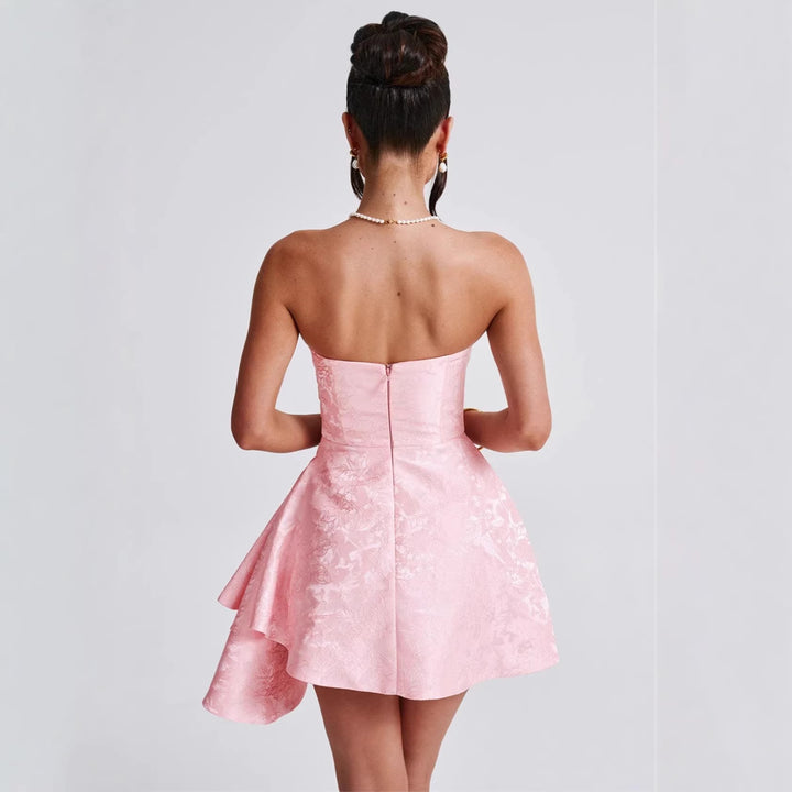 Damen Strapless Abendkleid mit asymmetrischem Saum und blütenförmigem Design Drune