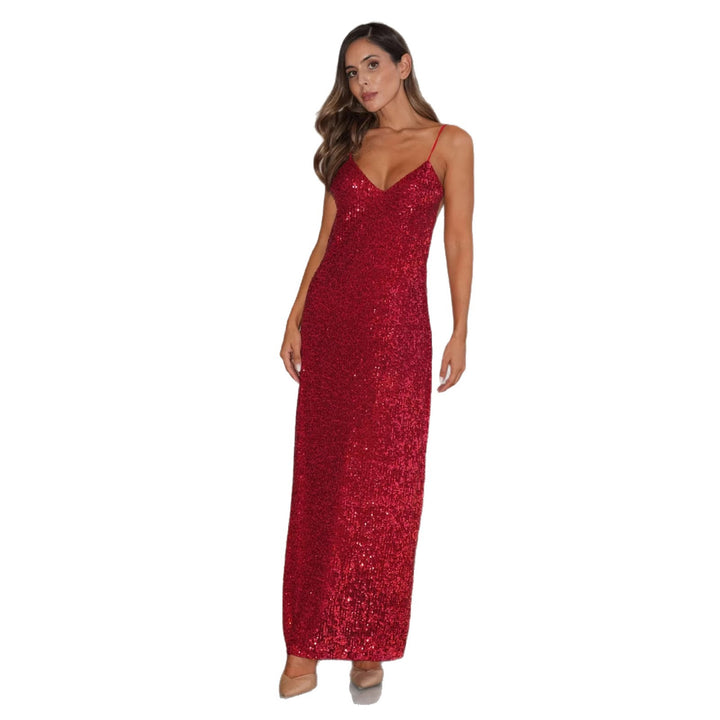 Damen Abendkleid mit glitzerndem Paillettenbesatz und elegantem V-Ausschnitt Drune