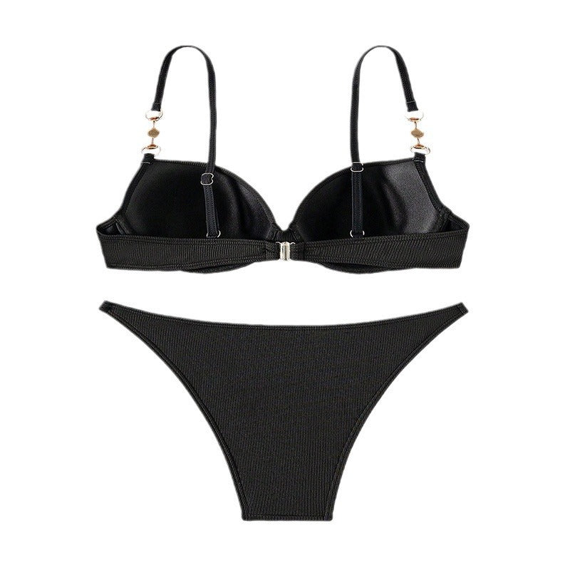 Damen Push-Up Bikini mit modischem Perlenschmuck Drune