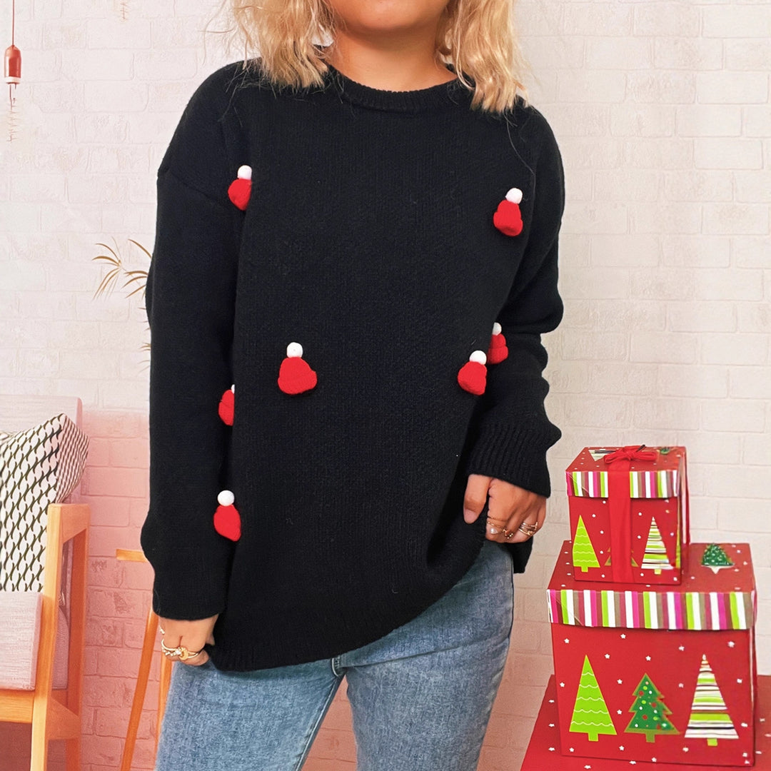 Damen kuscheliger Weihnachtspullover mit festlichen Applikationen Drune