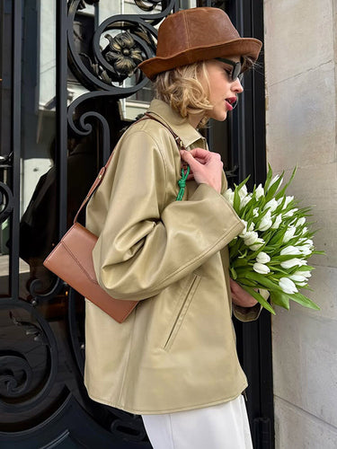 Damen Kunstlederjacke im modischen Oversized-Schnitt Drune