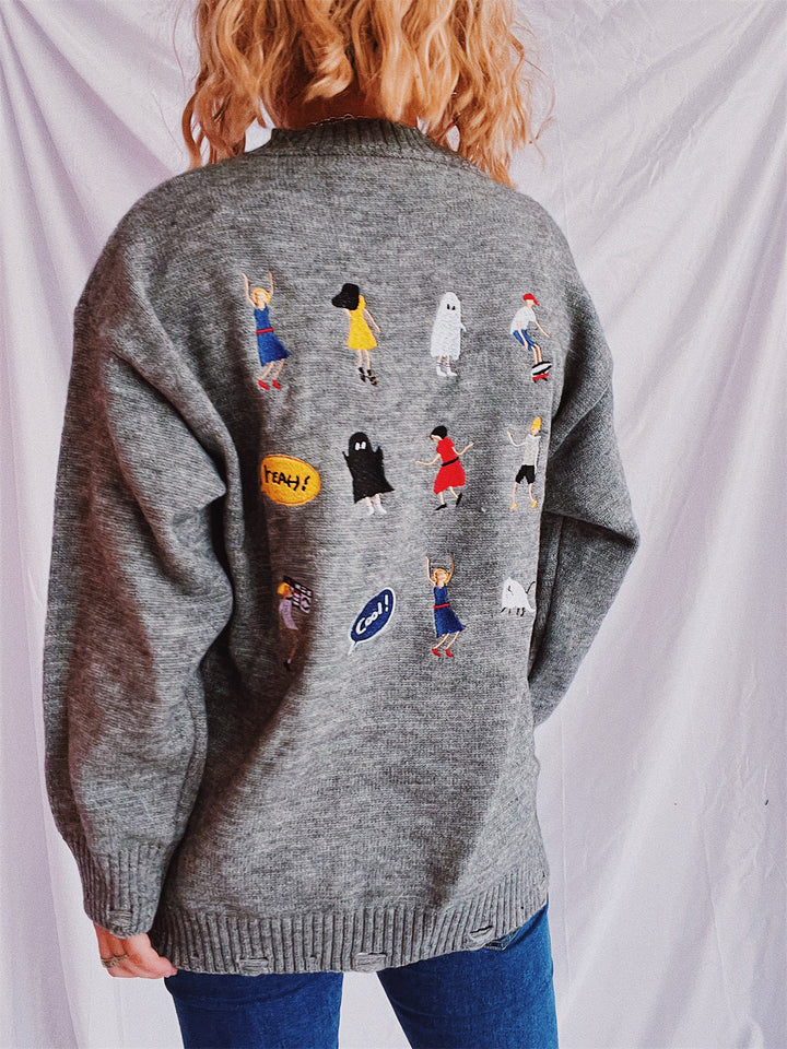 Damen pullover mit bunten Stickmotiven und lässigem Schnitt Drune