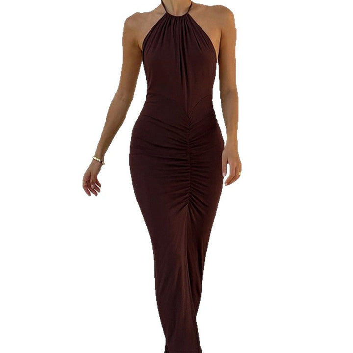 Damen Elegantes Wickelkleid mit schmalem Halterneck und raffinierten Rüschendetails Drune