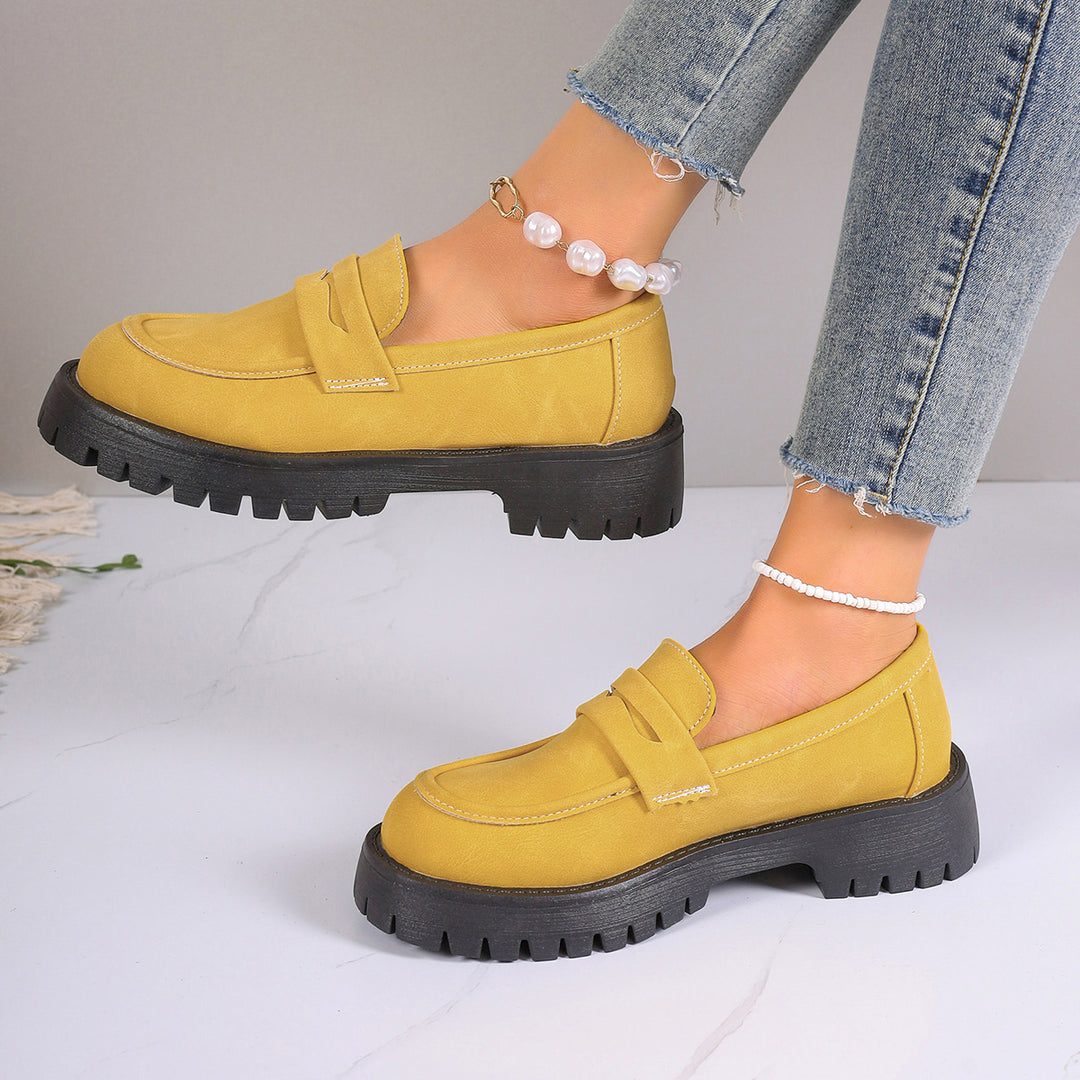 Damen nan Plateau-Loafer mit Profilsohle und Velourslederoptik Drune