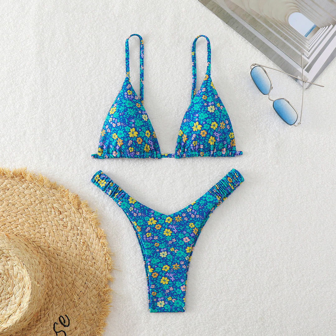 Damen Triangel-Bikini mit floralen Mustern Drune