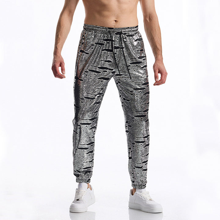 Herren elegante Jogginghose mit glänzendem Metallic-Muster Drune