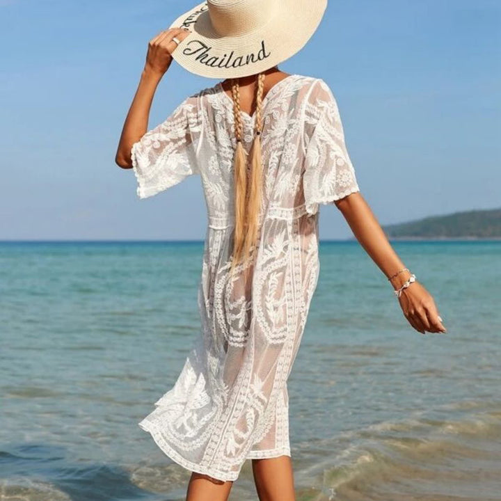 Damen Spitze Bestickter Strand Kimono Drune