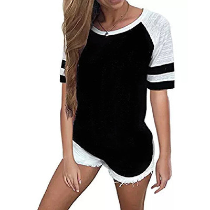 Damen Sportliches T-Shirt mit lässigem Randdesign und atmungsaktiven Materialien Drune
