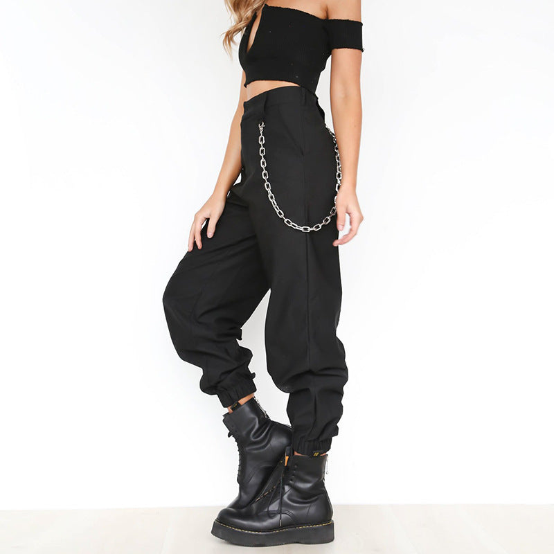 Damen Baggy-Hose mit Kettendetails und komfortablem Bund Drune