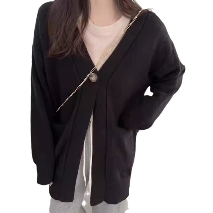 Damen kuschelige Strickjacke mit großen Taschen und durchgehendem Knopfverschluss Drune