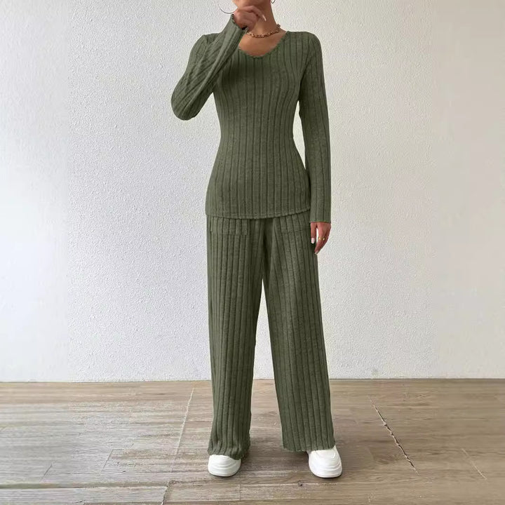 Damen Lässiger Strickanzug mit Taschen Drune