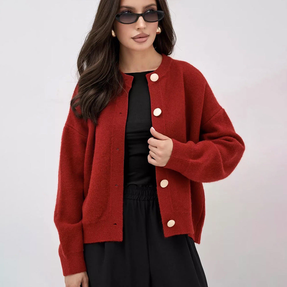 Damen Gemütlicher Strickcardigan mit Knopfdetails und lässigem Schnitt Drune